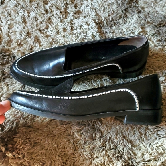 Daniella Lehavi Black and White Austin Loafers Leather Size 37 1/2 US Size 7 - Picture 3 of 8
